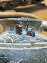 Load image into Gallery viewer, Navajo Pink Dream Mojave &amp; Sterling Silver Triangle Dangle Earrings