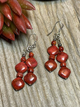 Load image into Gallery viewer, Navajo Sterling Silver Apple Coral 2 Strand Beaded Earrings