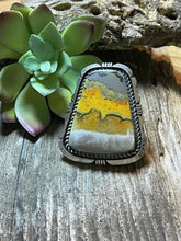 Load image into Gallery viewer, Navajo Sterling Silver &amp; Beautiful Bumblebee Jasper Statement Ring Sz 8 Signed