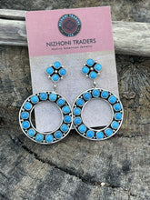 Load image into Gallery viewer, Navajo Natural Sleeping Beauty Turquoise Sterling Dangle Earrings Artist