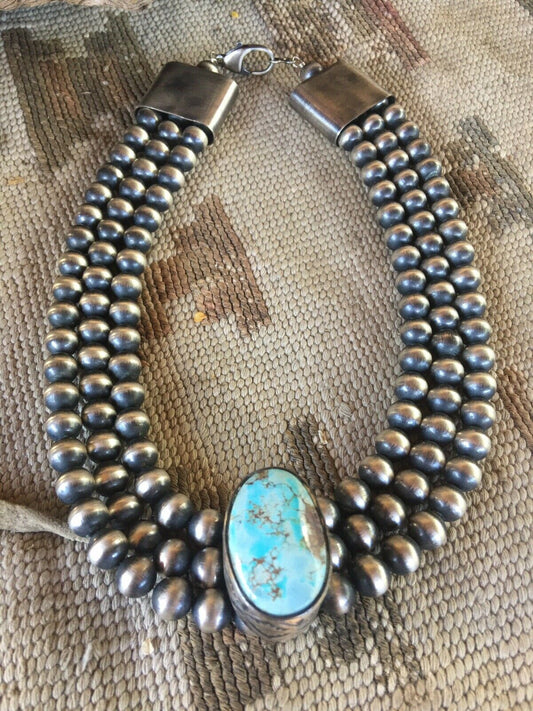 Golden Hills Turquoise & Sterling Silver Pearl Necklace