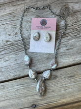 Load image into Gallery viewer, Navajo Sterling Silver Ribbon Turquoise Necklace &amp; Earrings Set