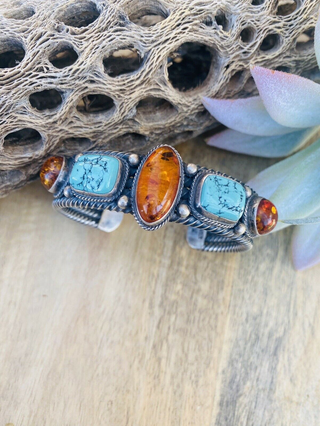 Navajo Sterling Silver Multi Stone Cuff