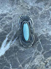 Load image into Gallery viewer, Navajo Sterling Silver Turquoise Nouveau￼ Statement Ring Sz 8