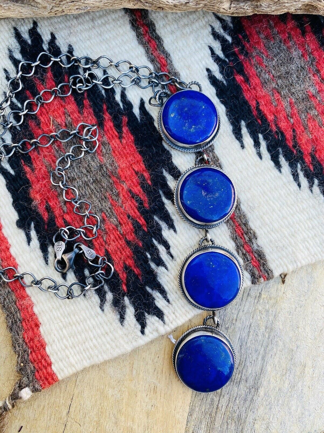 Navajo Sterling Silver & Lapis Lariat Necklace