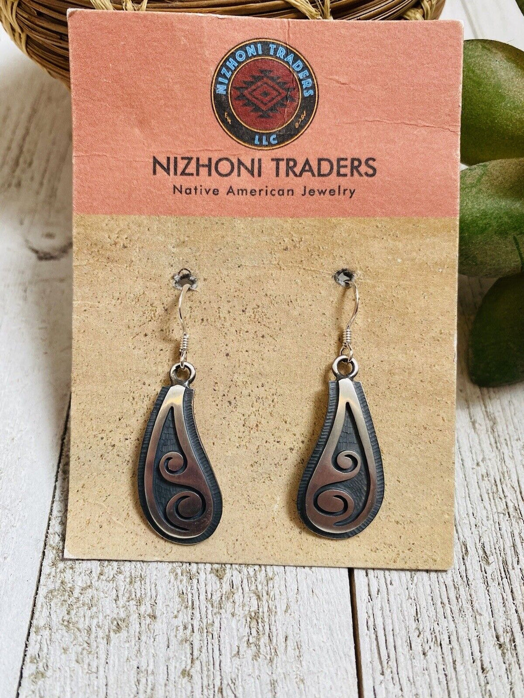 Hopi Overlaid Sterling Silver Dangle Earrings