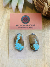 Load image into Gallery viewer, Navajo Number 8 Turquoise &amp; Sterling Silver Post Earrings Signed