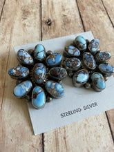 Load image into Gallery viewer, Navajo Sterling Silver &amp; Golden Hills Turquoise  Cluster Post Earrings Signed