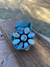 Load image into Gallery viewer, Navajo Sterling Golden Hills Turquoise Cluster Ring Size Adjustable