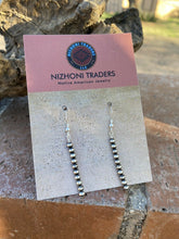Load image into Gallery viewer, Navajo Sterling Silver 3mm Navajo Pearl Dangle  Earrings 2”