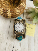 Load image into Gallery viewer, Old Pawn Vintage Navajo Kingman Turquoise &amp; Sterling Silver Watch Cuff