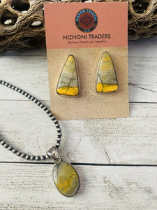 Navajo Bumblebee Jasper & Sterling Silver Earring And Pendant Set