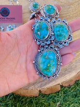 Load image into Gallery viewer, Navajo Sterling Silver &amp; Sonoran Mountain Turquoise Necklace Set