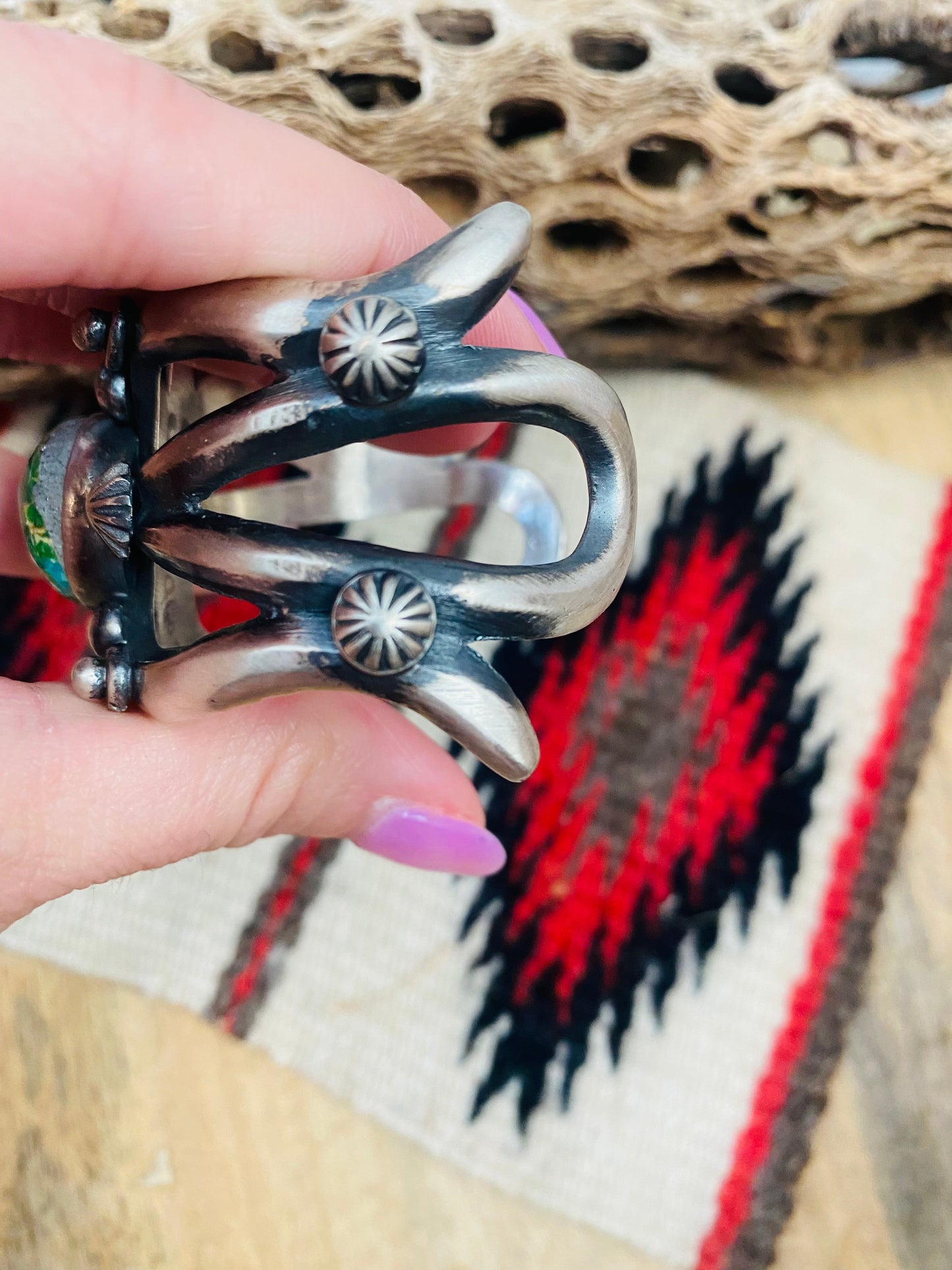 Navajo Sterling Silver & Sonoran Mountain Turquoise Cuff Bracelet by Chimney Butte