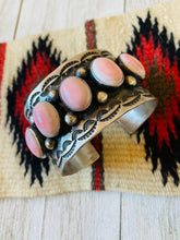 Load image into Gallery viewer, Navajo Queen Pink Conch Shell &amp; Sterling Silver Cuff Bracelet Signed