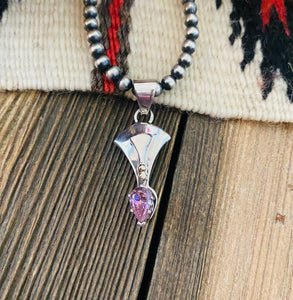 Navajo Pink Fluorite & Sterling Silver Pendant