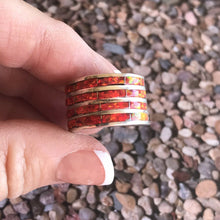 Load image into Gallery viewer, Navajo Sterling Silver Red Fire Opal Stacker Ring