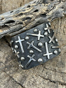 Navajo Sterling Silver Cuff Crazy Cross Bracelet By Chimney Butte Signed