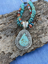 Load image into Gallery viewer, Navajo Number 8  Turquoise &amp; Sterling Silver Jumbo Pendant Signed