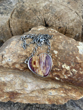 Load image into Gallery viewer, Navajo Purple Spiny And Sterling Silver Heart Necklace Signed