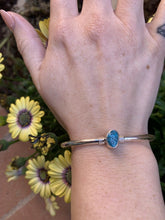 Load image into Gallery viewer, Navajo Kingman Turquoise &amp; Sterling Silver Petite cuff Bracelet