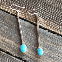 Load image into Gallery viewer, Beautiful Navajo Sterling Silver Turquoise Drop Dangle Earrings