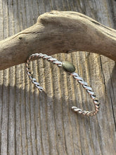 Load image into Gallery viewer, Navajo Sterling Silver Twisted Rope Style Turquoise Stacker Bracelet Cuff