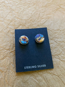 Navajo Pink Dream Mojave & Sterling Silver Square Stud Earrings