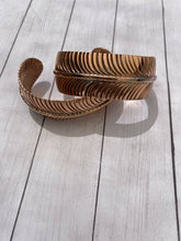 Load image into Gallery viewer, Navajo Copper Hand Stamped  Feather Bracelet Cuff