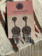 Load image into Gallery viewer, Zuni Sterling Silver Needlepoint Natural Red Coral Dangle Earrings