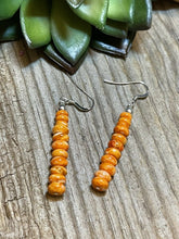 Load image into Gallery viewer, Navajo Sterling Silver &amp; Spiny Orange Shell Bead Dangle Earrings