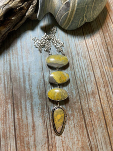 Navajo Bumble Bee Jasper & Sterling Silver Lariat Necklace