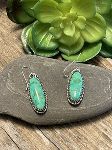 Navajo Sterling Silver Dyed Kingman Turquoise Elegant Earrings Signed