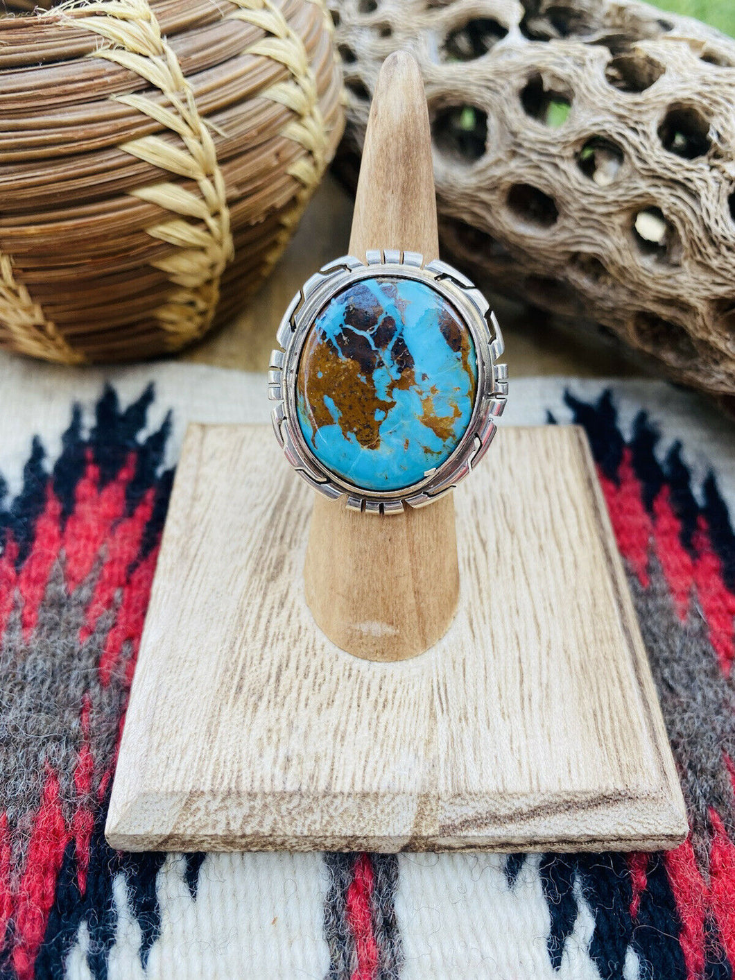 Navajo Royston Turquoise & Sterling Ring Size 5 Signed
