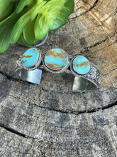 Load image into Gallery viewer, Navajo Sterling Silver &amp; Turquoise Southwest Style Cuff Bracelet