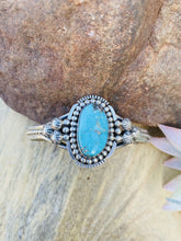 Load image into Gallery viewer, Navajo Sterling Cuff &amp; Turquoise Cuff Bracelet Signed