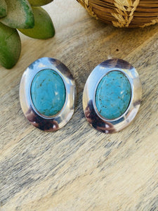 Vintage Navajo Turquoise & Sterling Silver Post Earrings