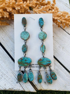Navajo Royston Turquoise & Sterling Silver Dangle Earrings