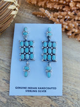 Load image into Gallery viewer, Navajo Turquoise &amp; Sterling Silver Cluster Dangle Earrings Signed