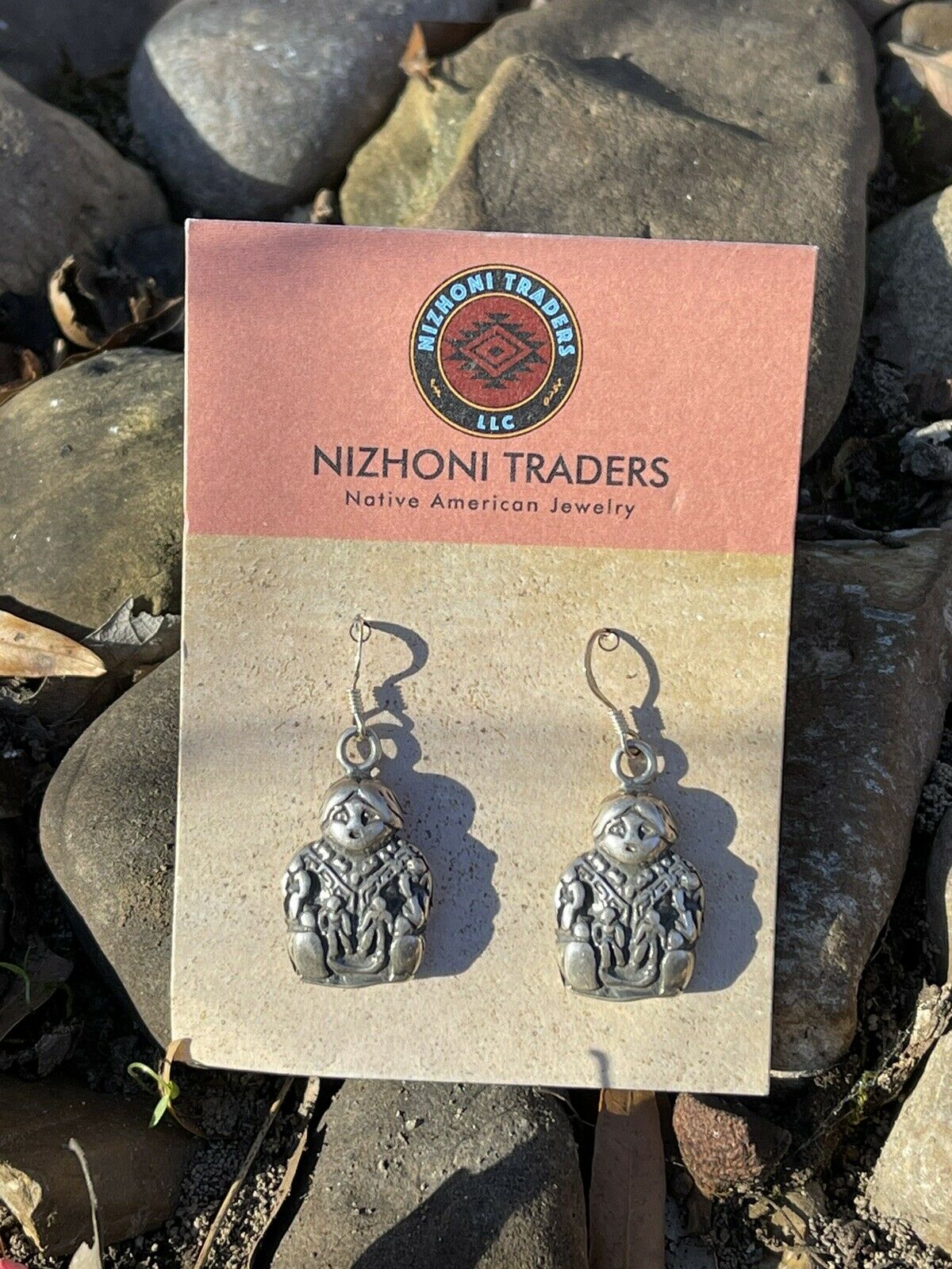 Navajo Sterling Silver Maiden  Dangle Earrings Signed