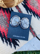 Load image into Gallery viewer, Navajo White Buffalo And Sterling Silver Post Earrings Signed