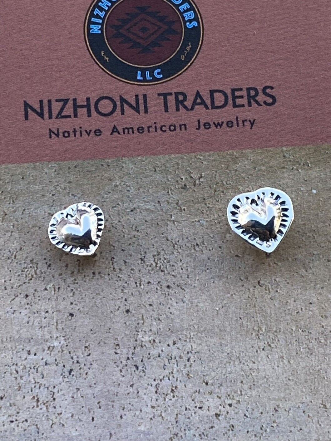 Navajo Sterling Silver Handmade Heart Shape Post Earring Adaptors