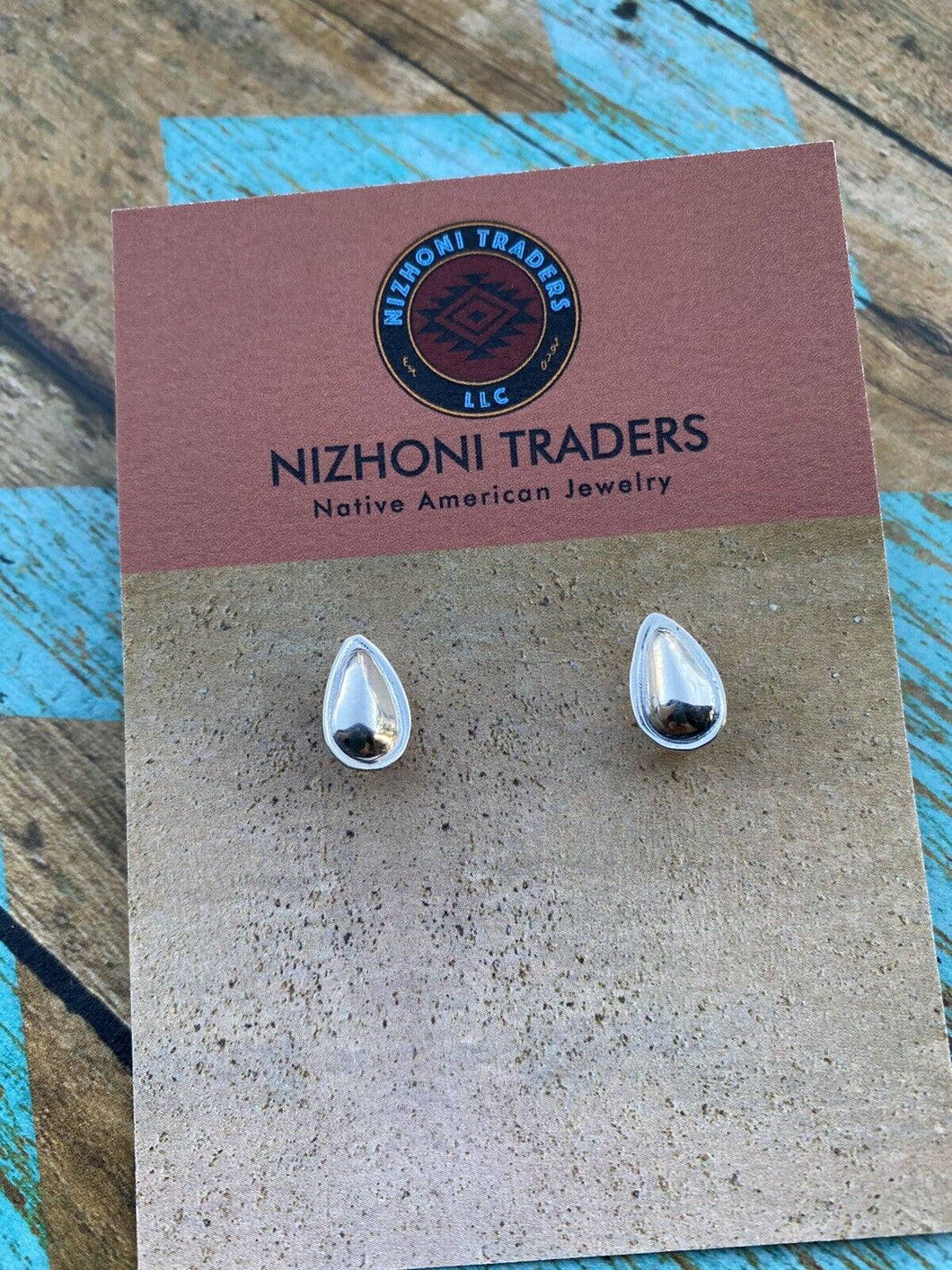 Navajo Sterling Silver Handmade Tear Drop Shape Post Earring Adaptors