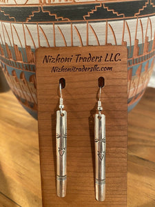 Navajo Sterling Silver Walking Stick Dangle Earrings
