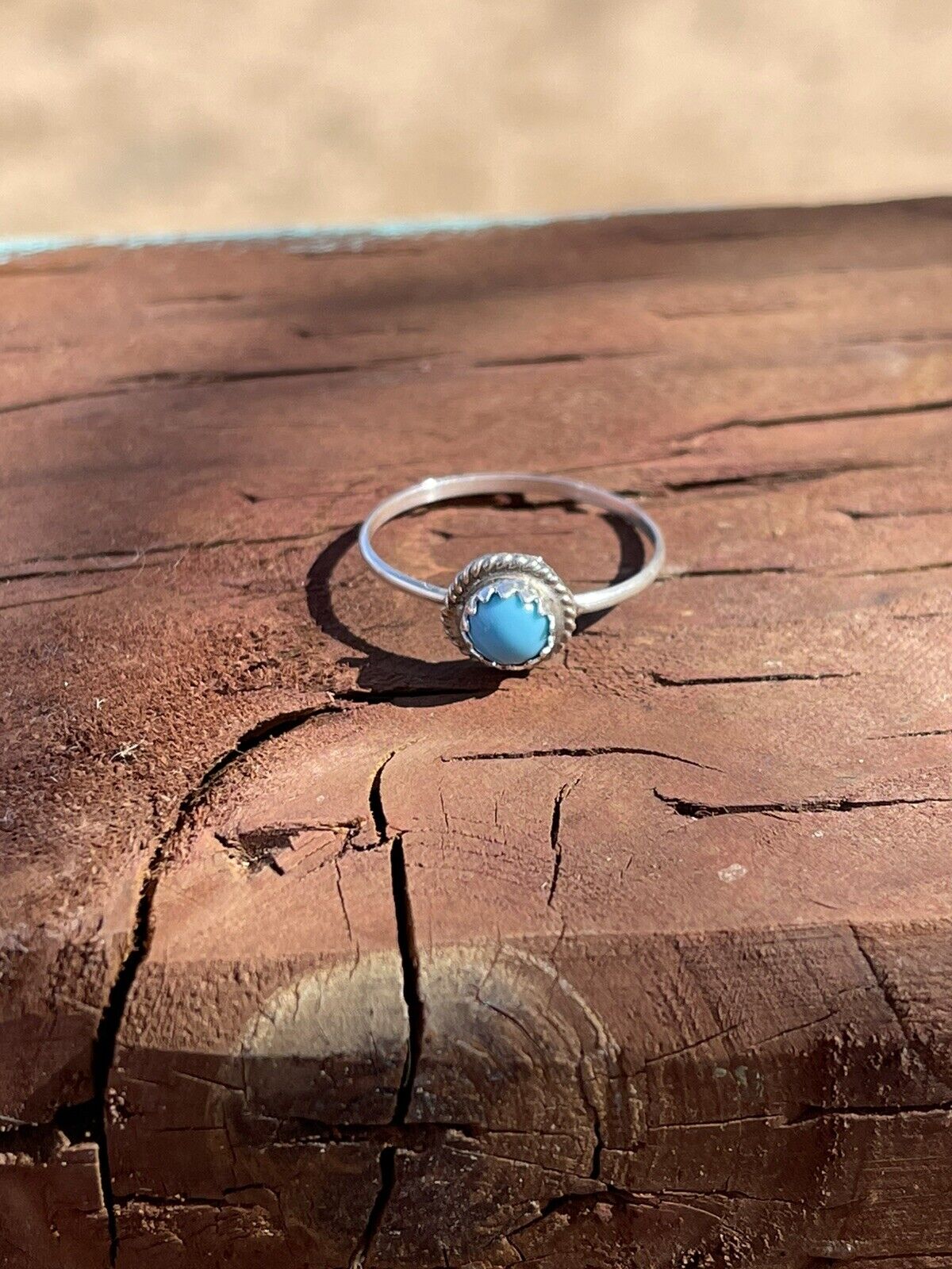 Navajo Kingman Turquoise & Sterling Silver Dot Rings