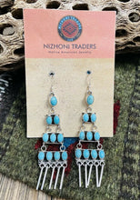 Load image into Gallery viewer, Navajo Turquoise &amp; Sterling Silver Chandelier Dangle Earrings