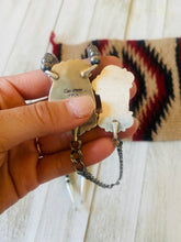 Load image into Gallery viewer, Navajo Coral, Turquoise &amp; Sterling Silver Lariat Necklace