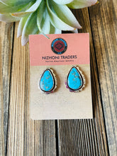 Load image into Gallery viewer, Navajo Kingman Turquoise &amp; Sterling Silver Post Earrings Signed