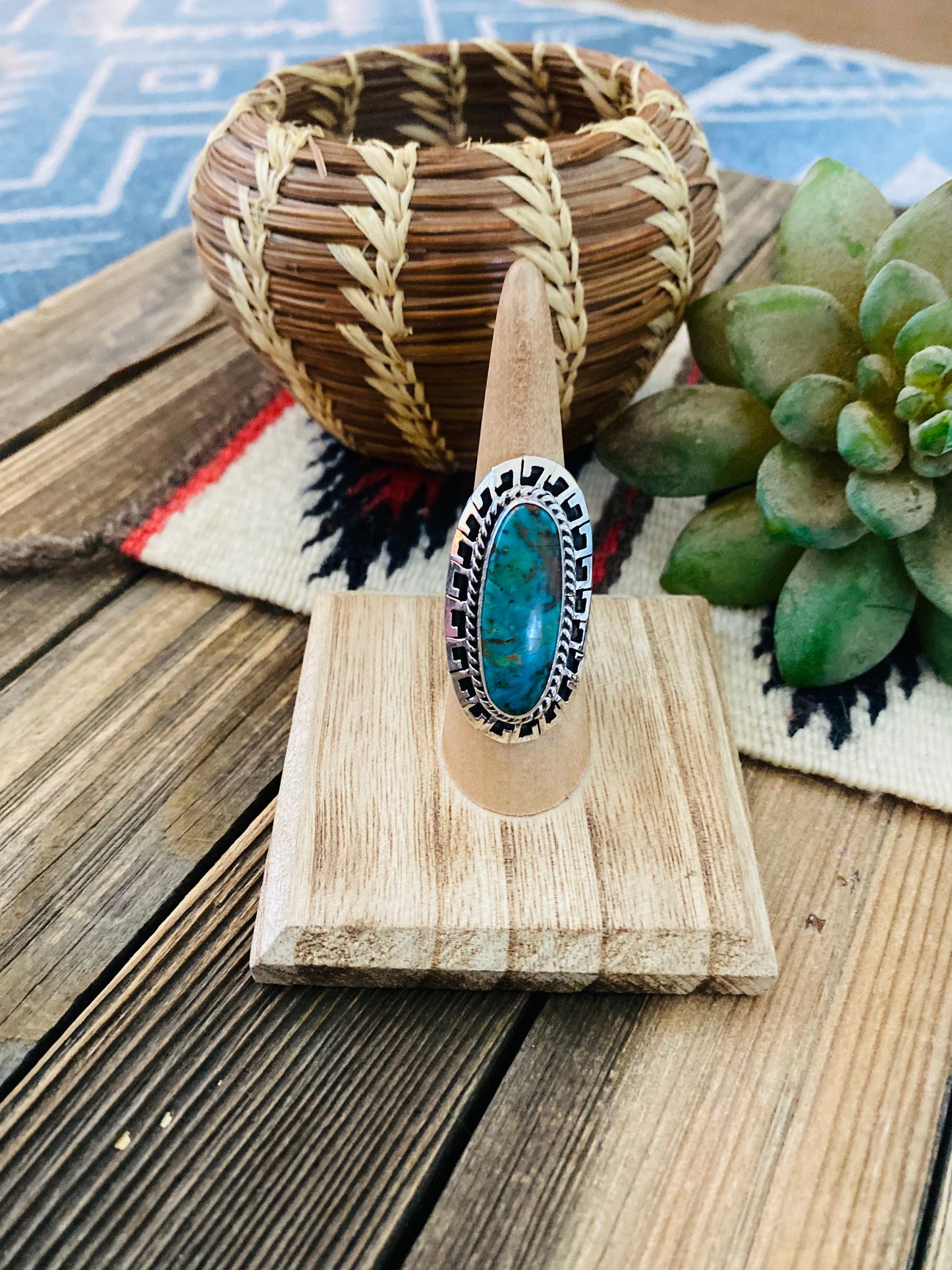 Navajo Royston Turquoise & Sterling Silver Ring Size 6