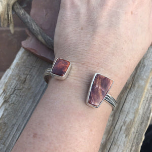 Navajo Floating Spiny Oyster Sterling Silver  Cuff Bracelet Stamped
